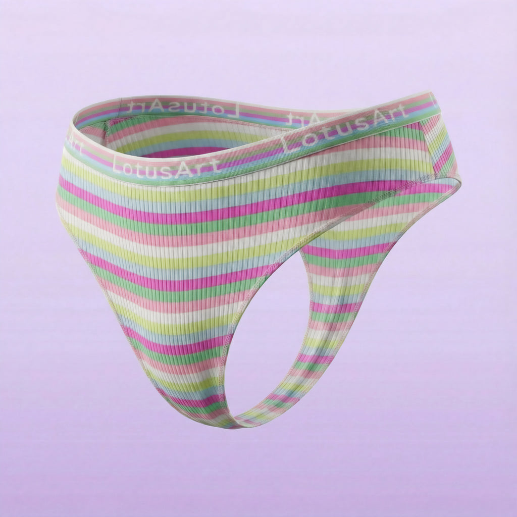 Rainbow Stripe Low-Rise Thong