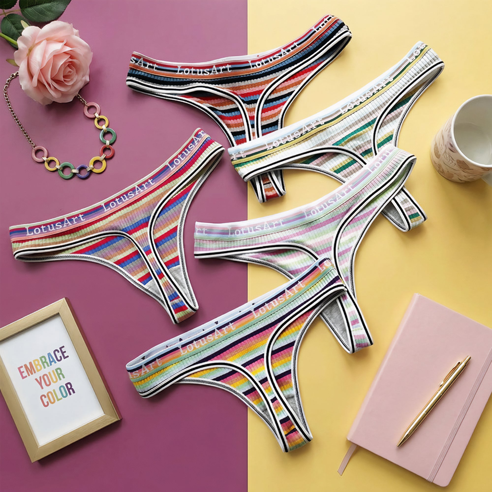 Rainbow Stripe Low-Rise Thong
