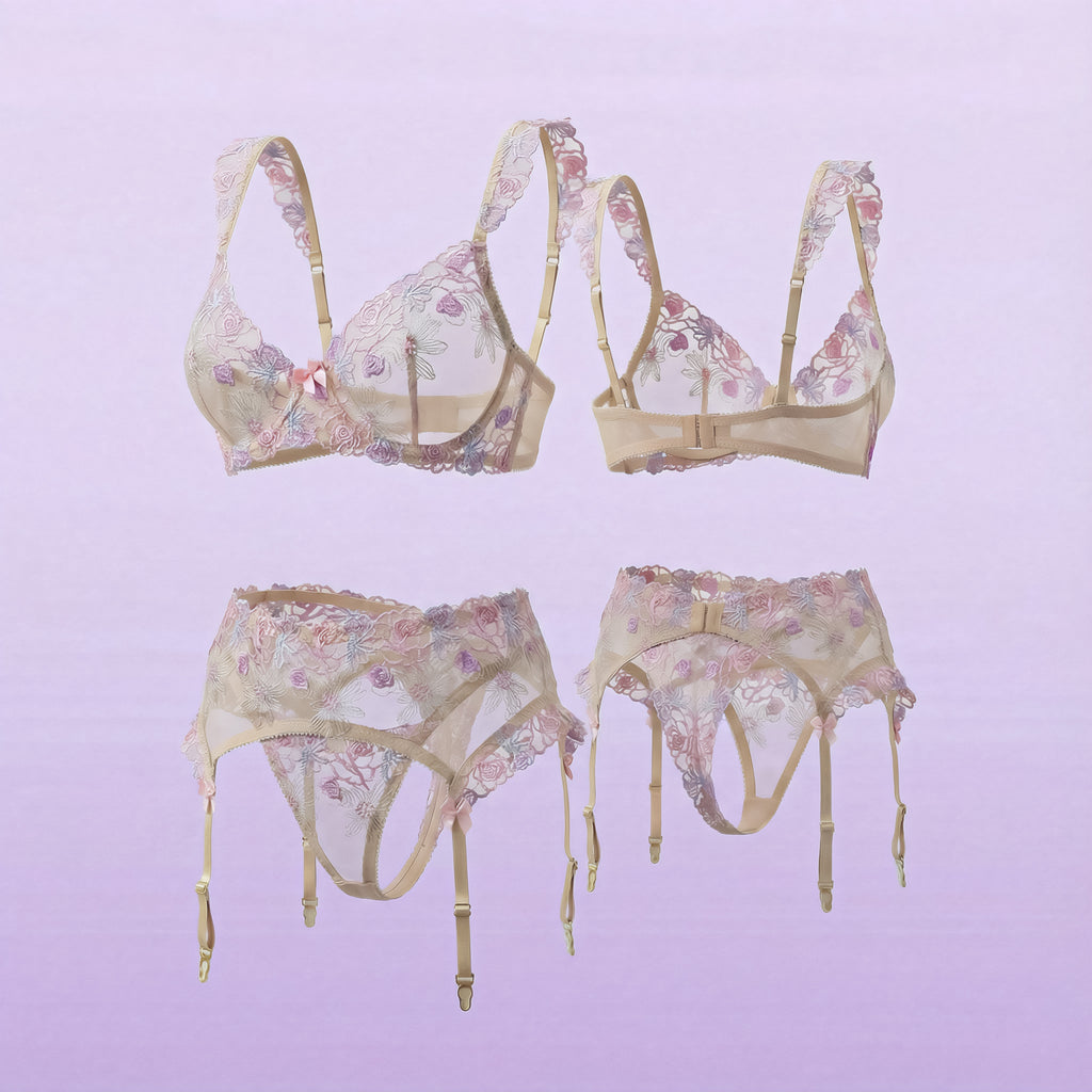 Rosé Jardin Secret Garter Set
