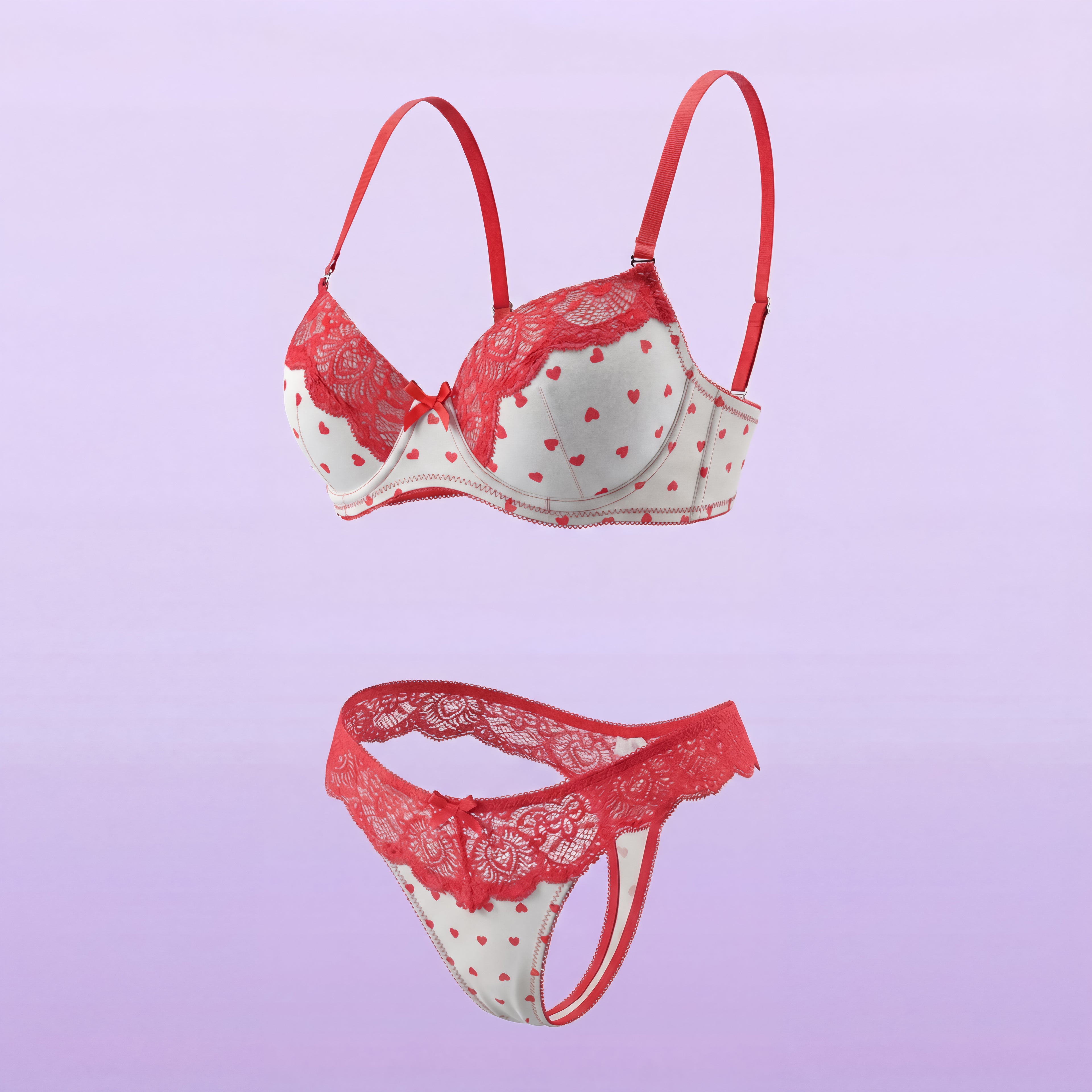 The Heartbeat Lace Bra & Thong Set